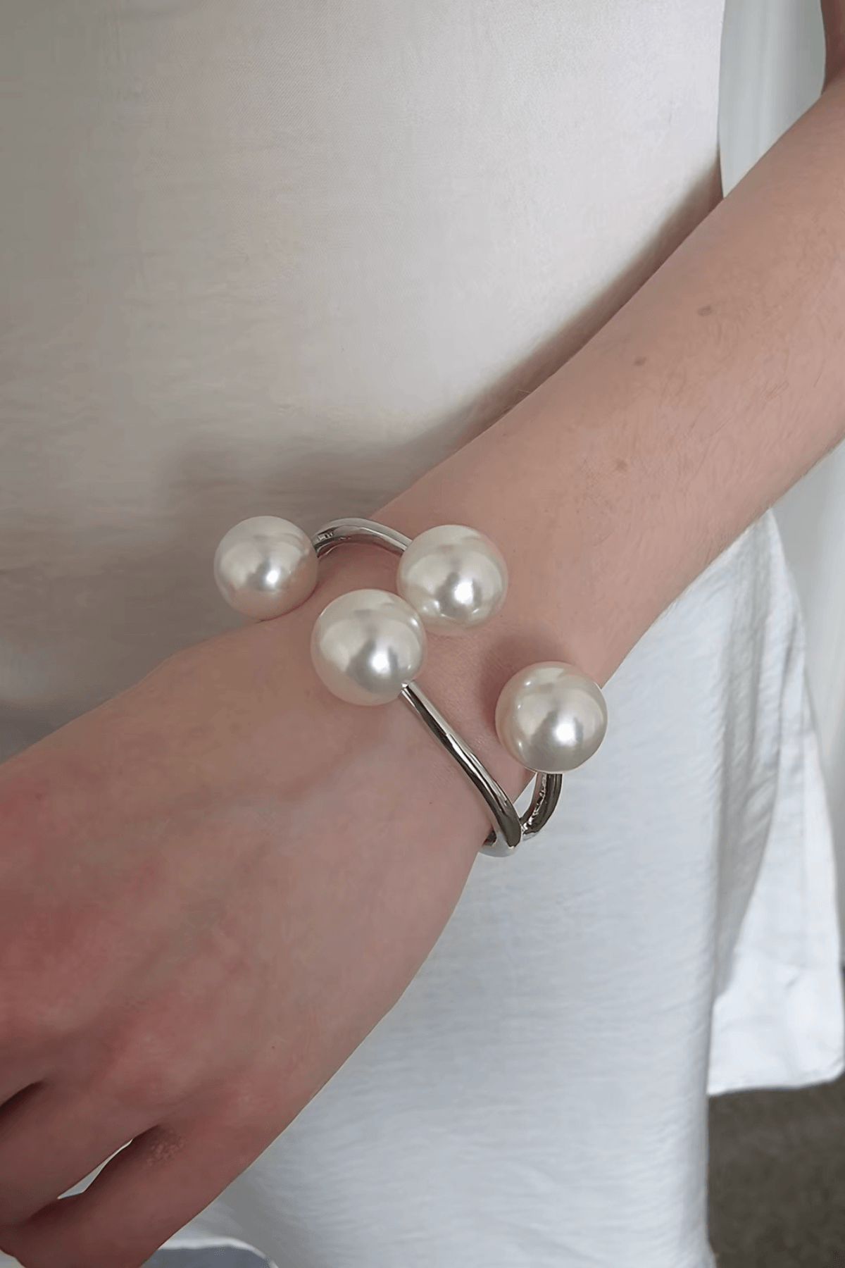 Oversized Pearl Open Cuff Bracelet Avalabel