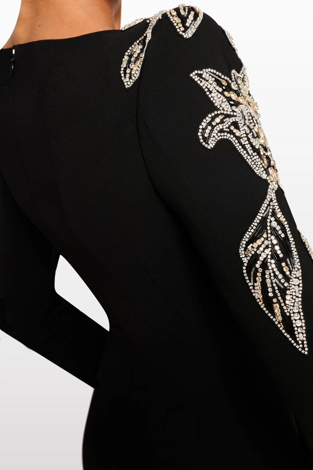 monica rhinestone Orchid Floral-Embellished Maxi Dress in black Avalabel