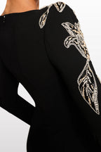 monica rhinestone Orchid Floral-Embellished Maxi Dress in black Avalabel