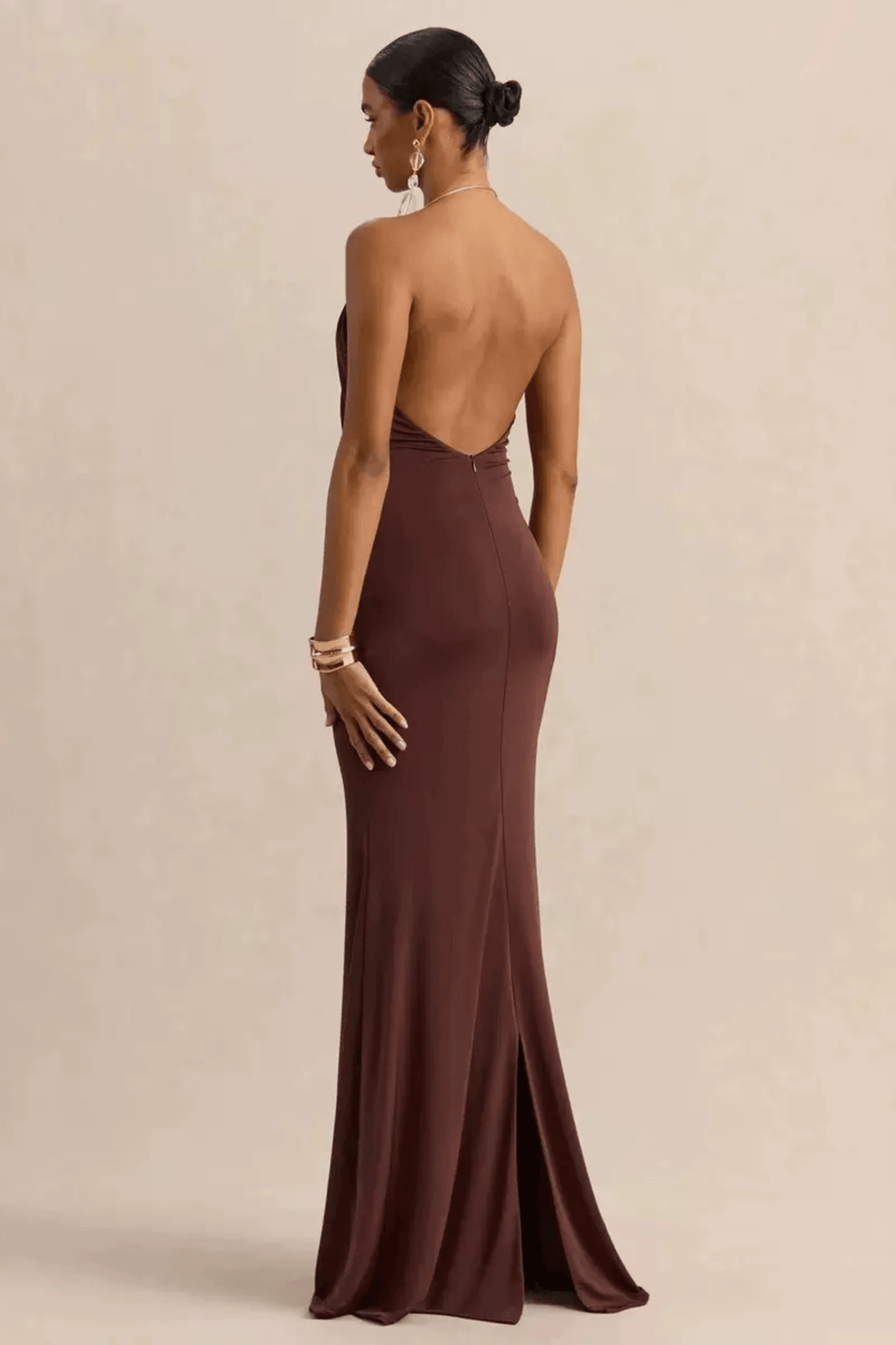 Angela Halter Draped Mermaid Formal Evening Dress Avalabel