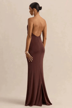 Angela Halter Draped Mermaid Formal Evening Dress Avalabel