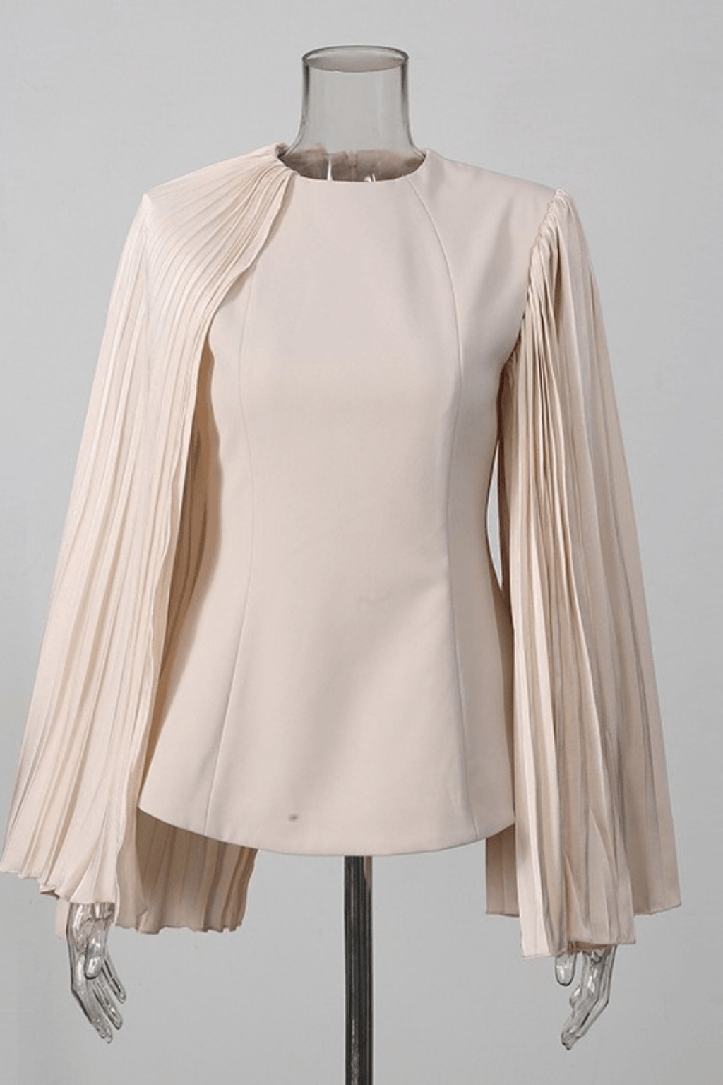 Geeta Cream Pleated Cape Sleeve Top Avalabel