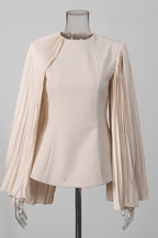 Geeta Cream Pleated Cape Sleeve Top Avalabel