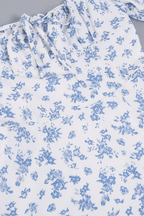 Jenny Blue Floral Puff Sleeve Midi Dress Avalabel