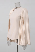 Geeta Cream Pleated Cape Sleeve Top Avalabel