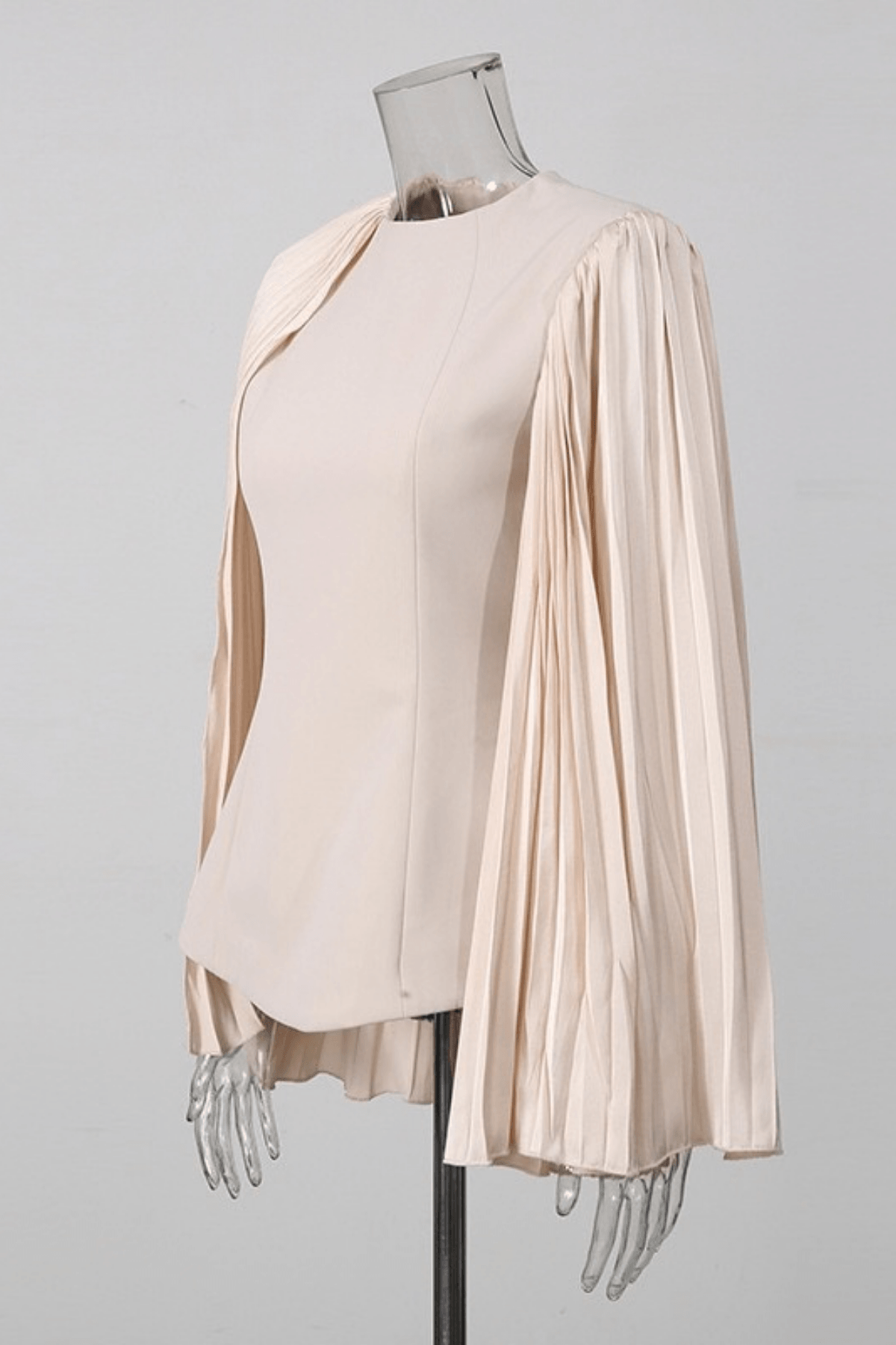 Geeta Cream Pleated Cape Sleeve Top Avalabel