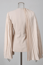 Geeta Cream Pleated Cape Sleeve Top Avalabel