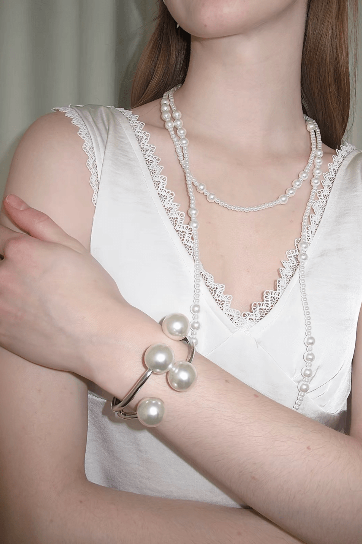 Oversized Pearl Open Cuff Bracelet Avalabel