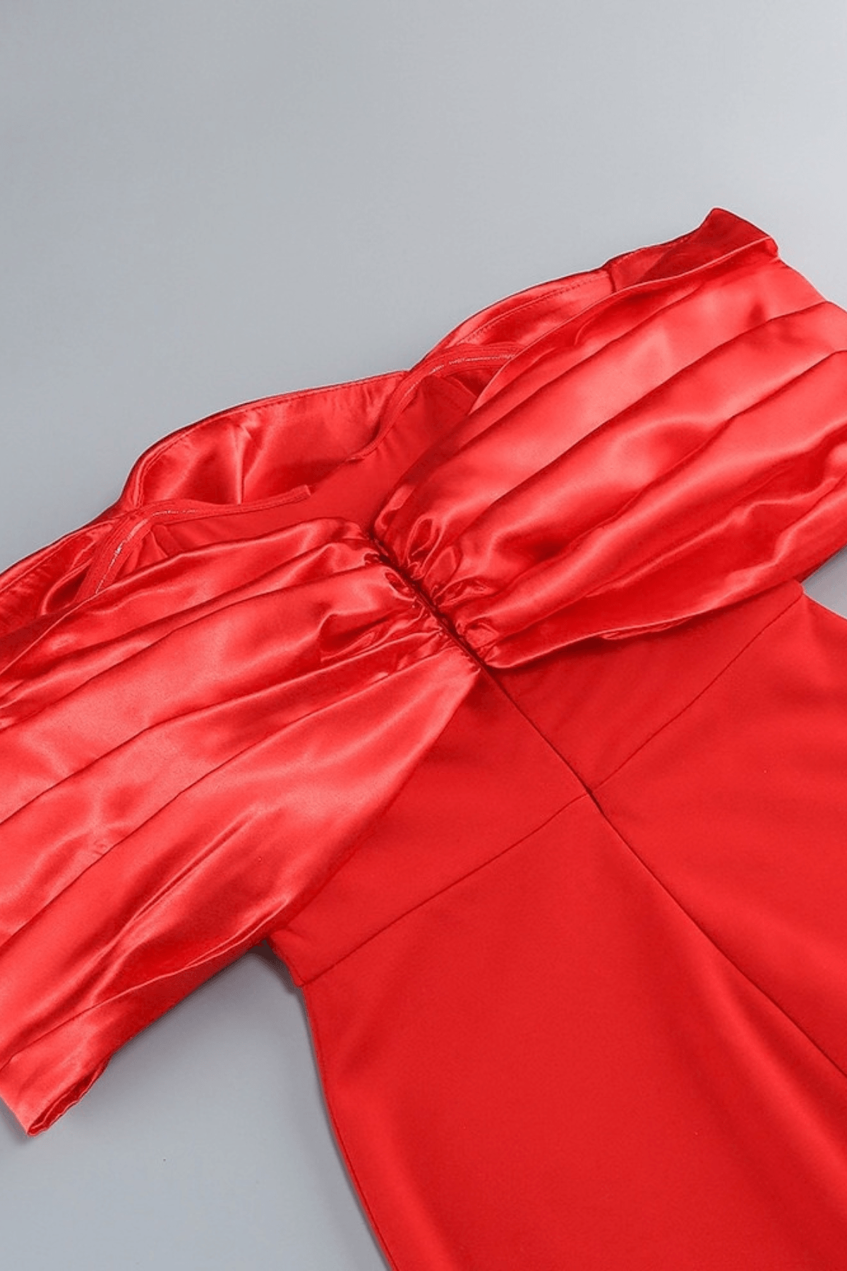 Iris Red Off Shoulder Satin Mermaid Maxi Dress Avalabel