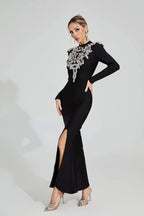 karen Black Diamond pattern Bandage maxi Dress Avalabel