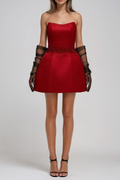 Fakhriyya Strapless Rhinestone Mini Dress Avalabel