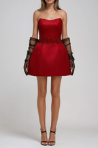 Fakhriyya Strapless Rhinestone Mini Dress Avalabel