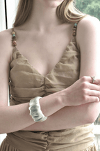 Matte Silver Wavy Wide Open Cuff Bracelet Avalabel