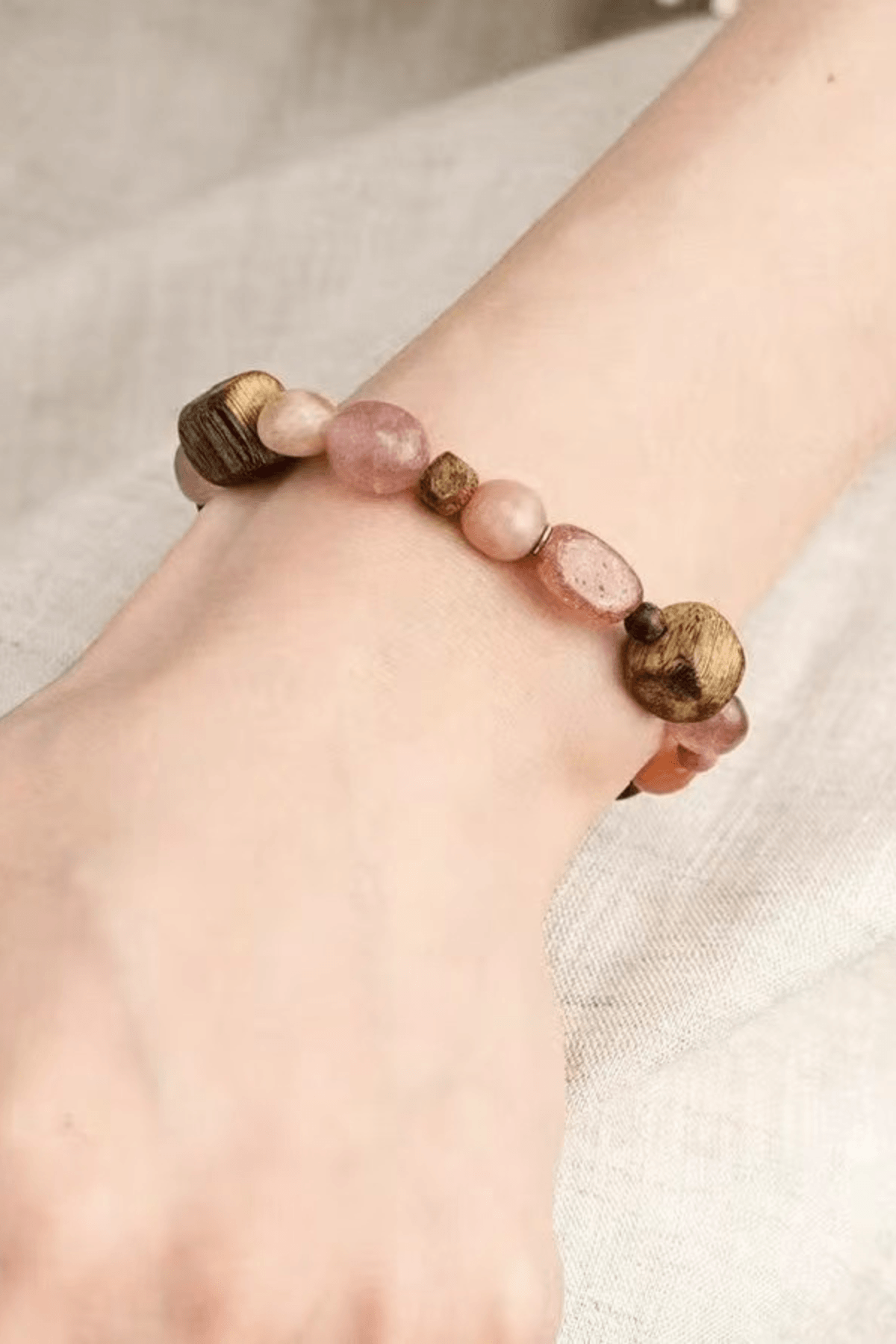 Wood & Natural Stone Layered Beaded Bracelet Avalabel