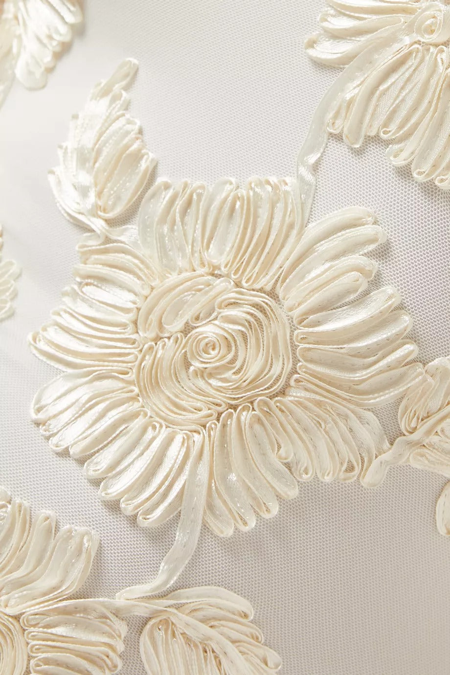 Floral-Embroidered Mesh Mini Dress In Ivory Soraya
