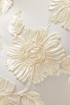 Floral-Embroidered Mesh Mini Dress In Ivory Soraya