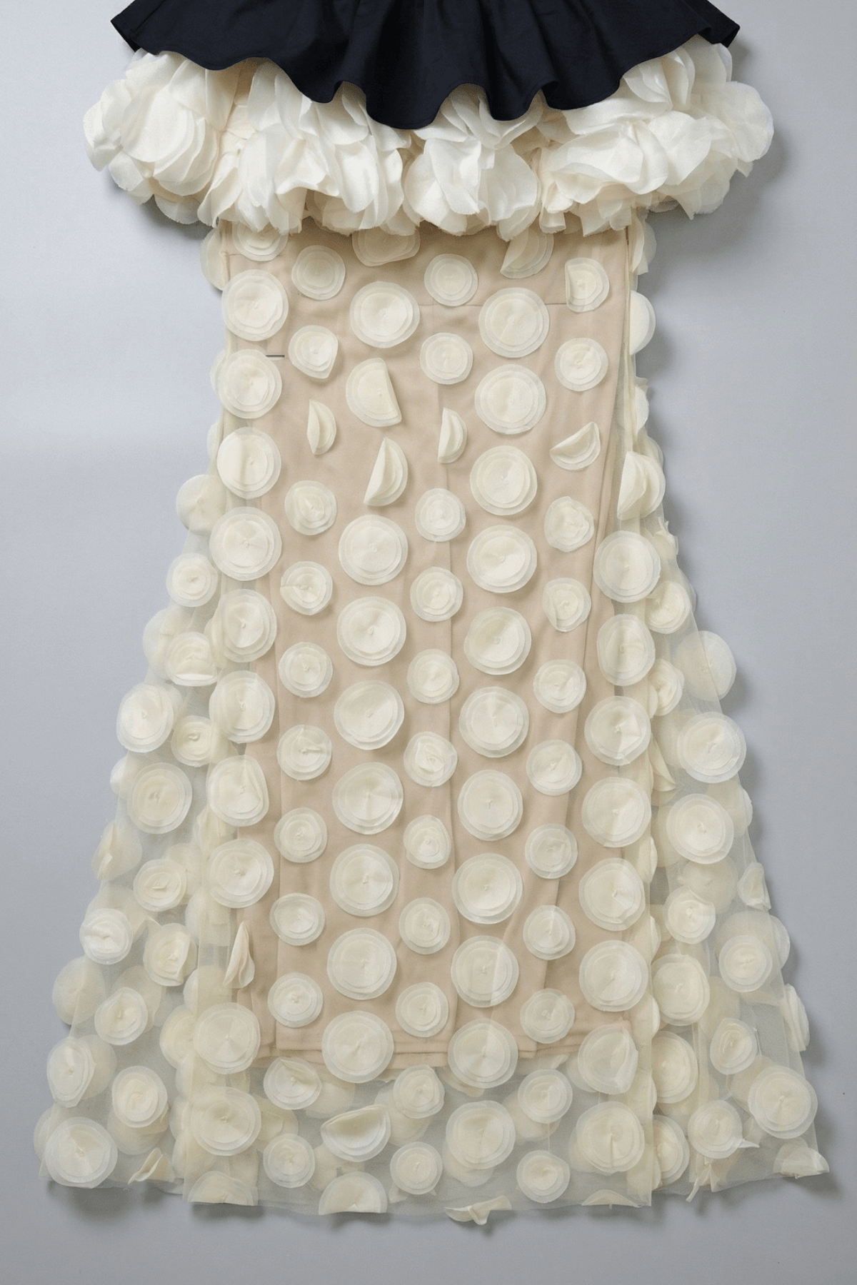 Dara Strapless Peplum 3D Flower Sheer Maxi Dress Avalabel