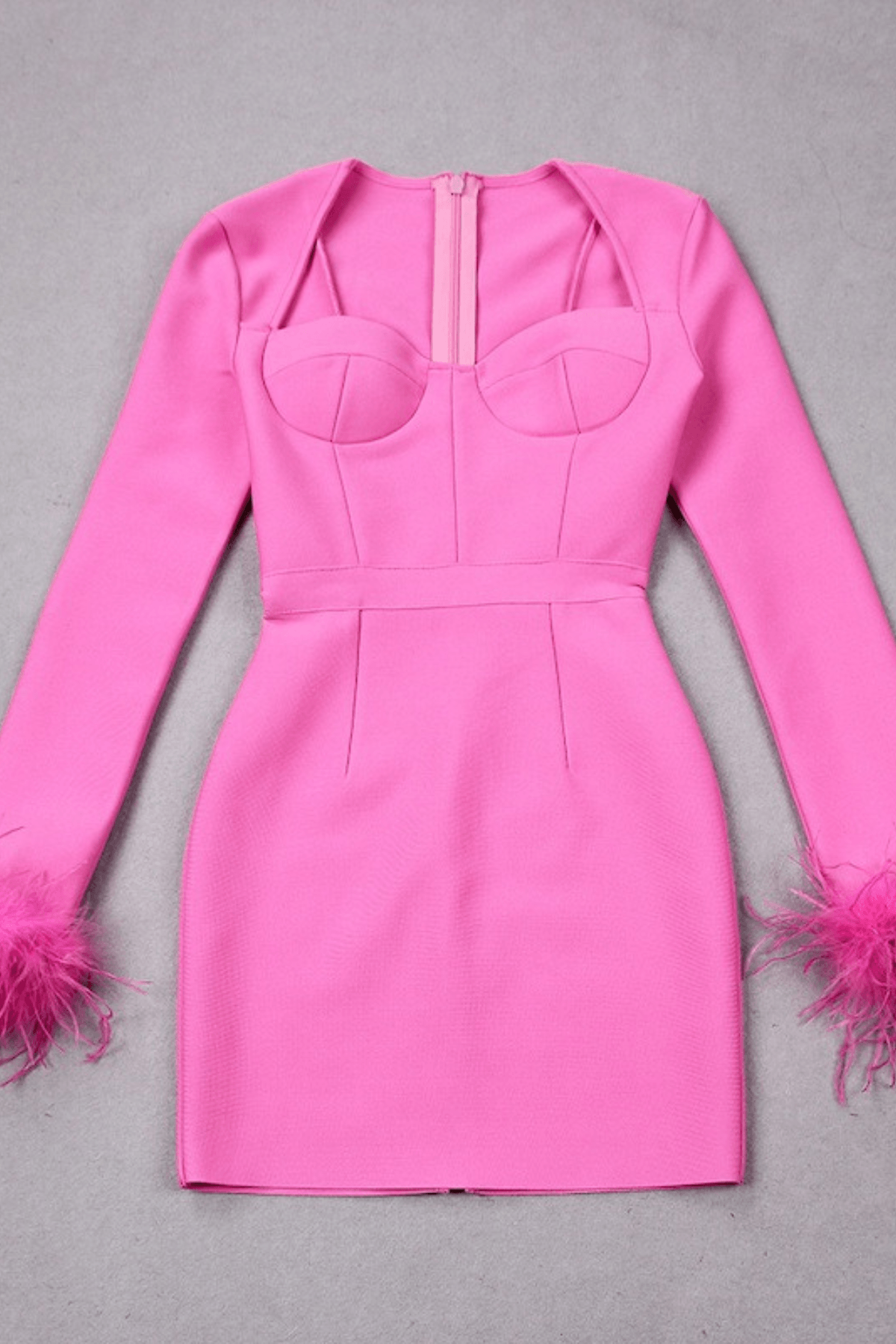 Emily Feather Cuff Long Sleeve Mini Dress Avalabel