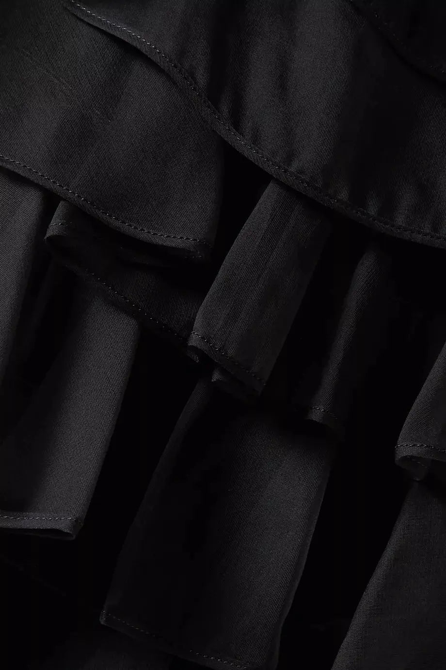 poppy Ruffle Silk Organza sleeveless Mini Dress in black Avalabel