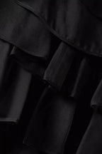 poppy Ruffle Silk Organza sleeveless Mini Dress in black Avalabel