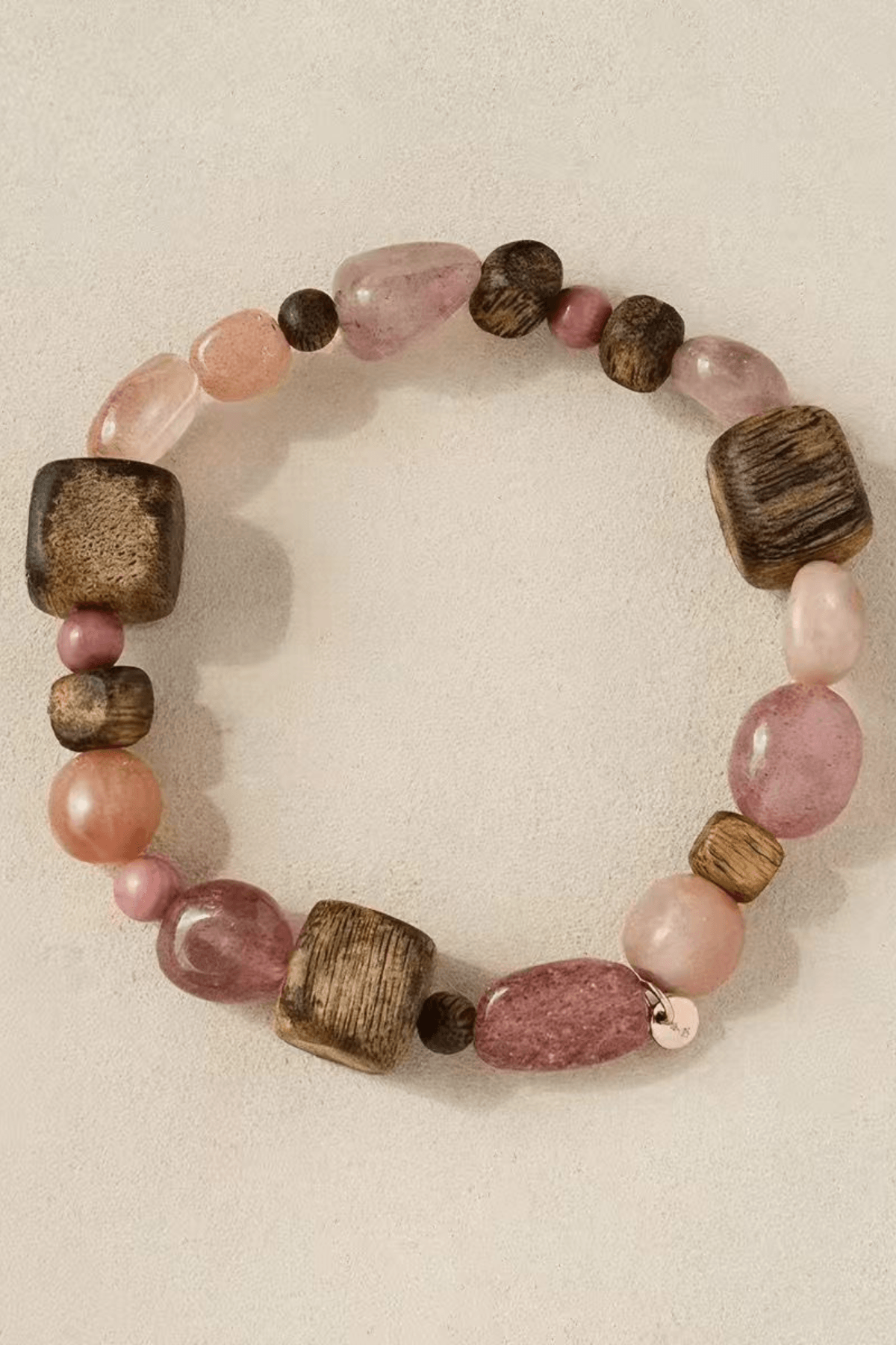 Wood & Natural Stone Layered Beaded Bracelet Avalabel