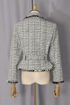 Ivana Tweed Fringe Belted Peplum Jacket Avalabel