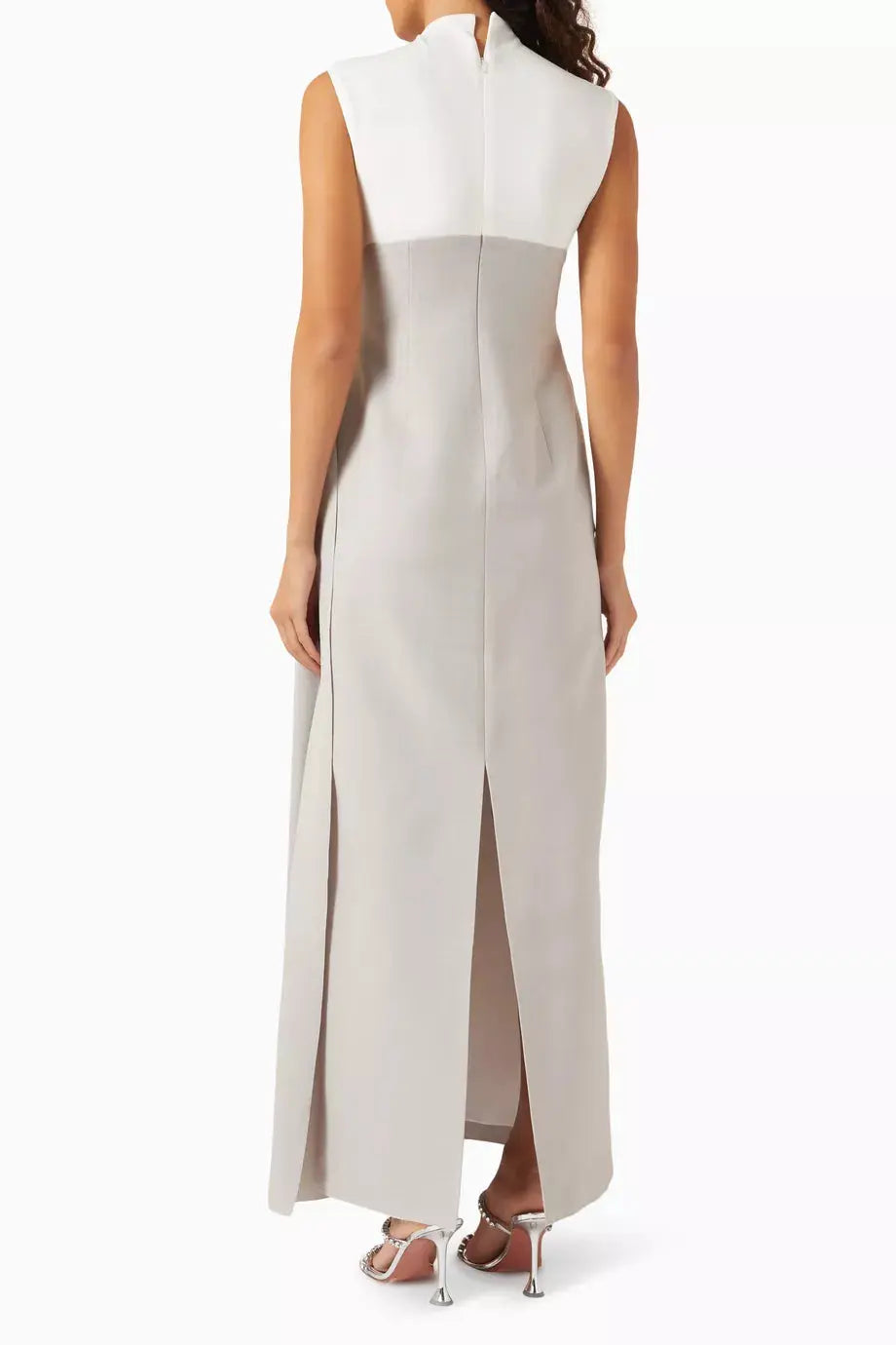 kelly Interlock pleated Knit maxi dress in grey Avalabel