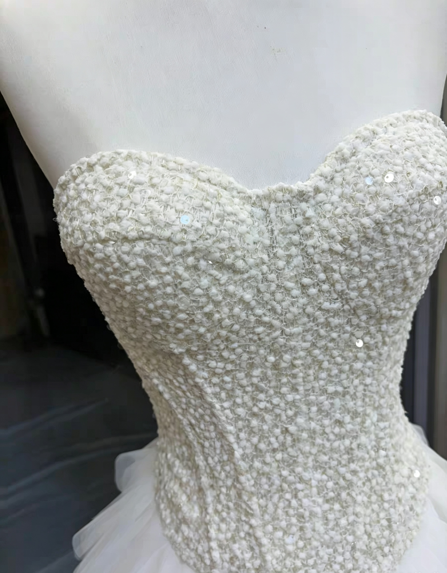 Beaded Strapless Corset & Ruffle Tulle Mini Skirt Two-Piece Set Avalabel