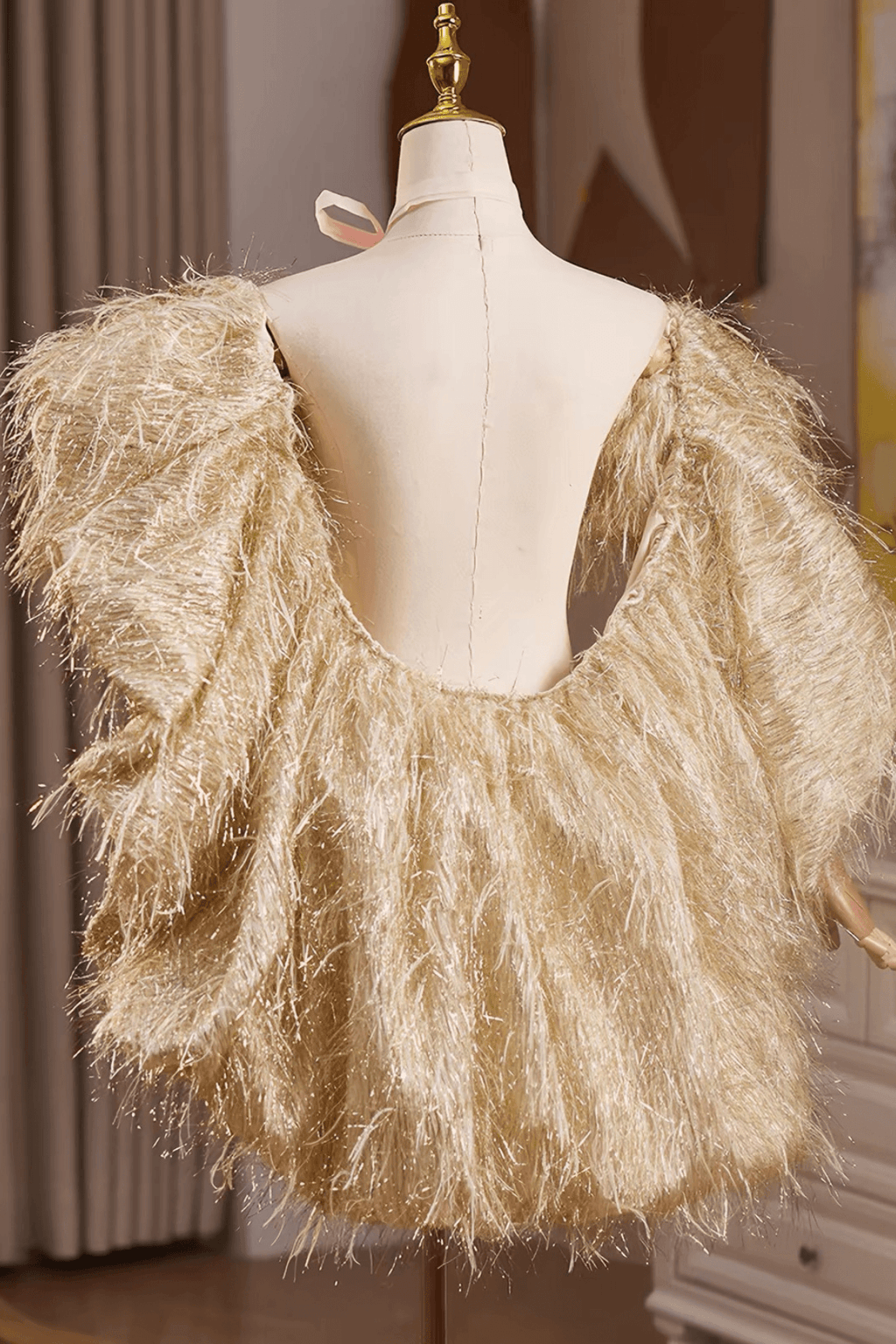 Gold Glitter Fringe Evening Shawl Avalabel