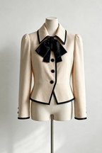 Freda Cream Trim Fitted Short Jacket Avalabel