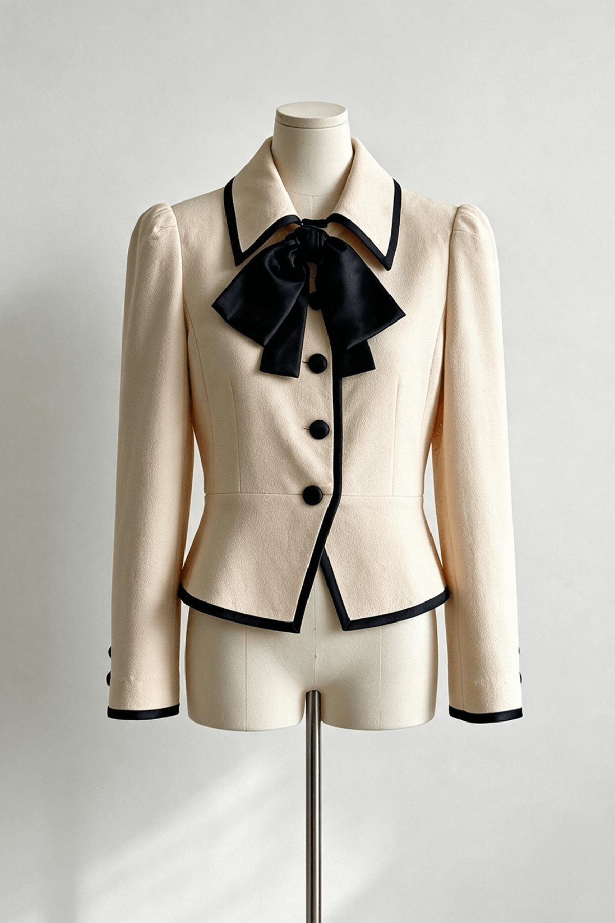 Freda Cream Trim Fitted Short Jacket Avalabel