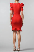 oanna Red Short Sleeve Rhinestone Bandage Mini Dress Avalabel