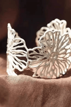 White Openwork Floral Metal Cuff Bracelet Avalabel