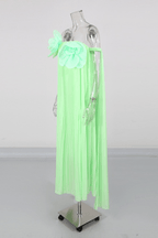 Aria Green 3D Floral Off Shoulder Pleated Midi Dress Avalabel