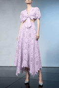 Hikari Puff Sleeve Purple Lace Two Piece Set Avalabel
