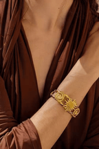 Vintage Gold Sun & Rose Open Cuff Bracelet Avalabel