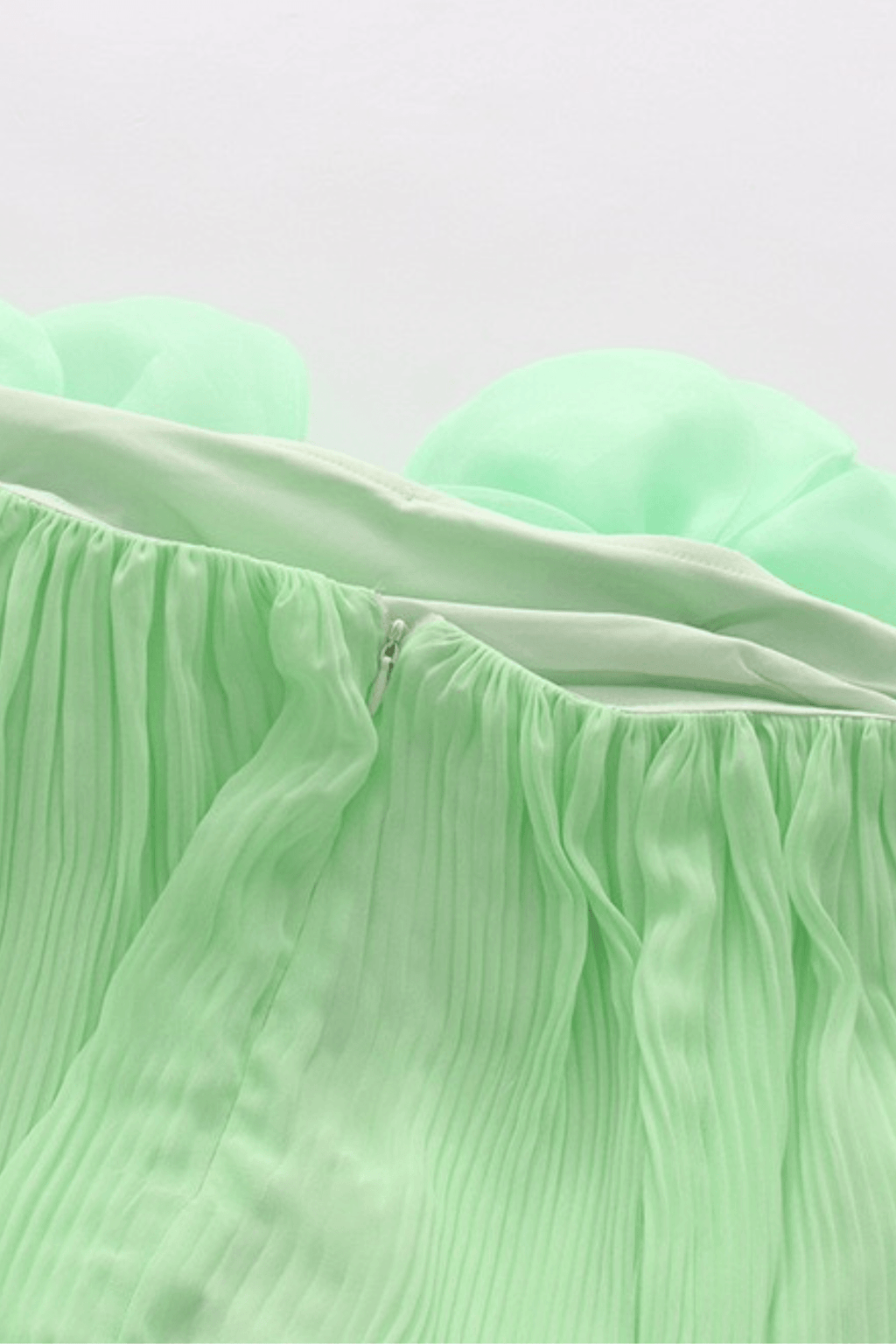 Aria Green 3D Floral Off Shoulder Pleated Midi Dress Avalabel