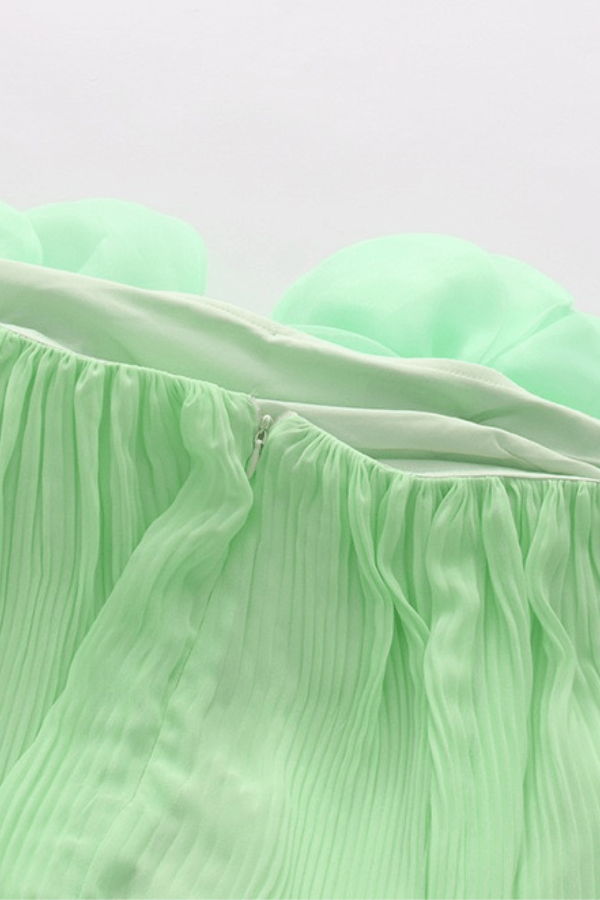 Aria Green 3D Floral Off Shoulder Pleated Midi Dress Avalabel