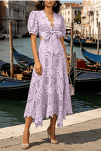 Hikari Puff Sleeve Purple Lace Two Piece Set Avalabel
