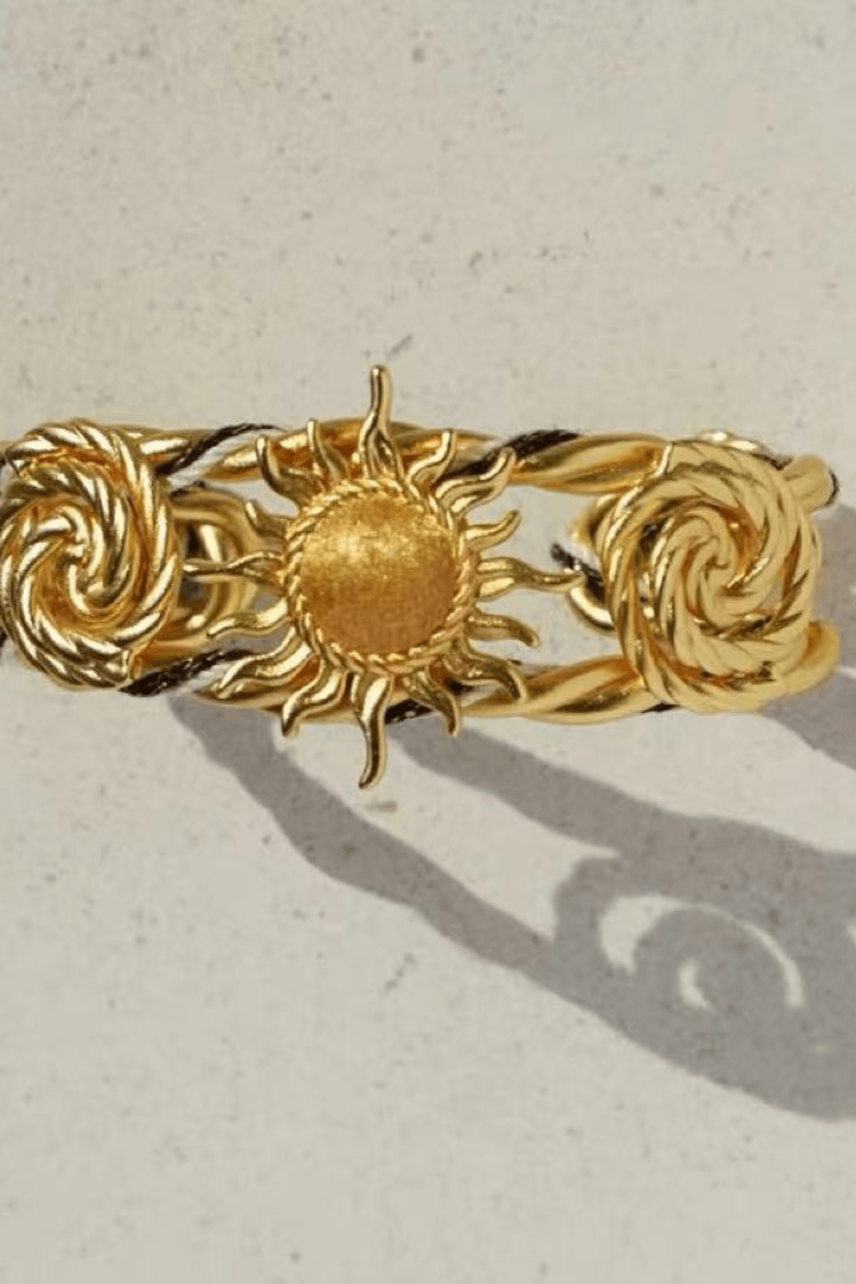 Vintage Gold Sun & Rose Open Cuff Bracelet Avalabel