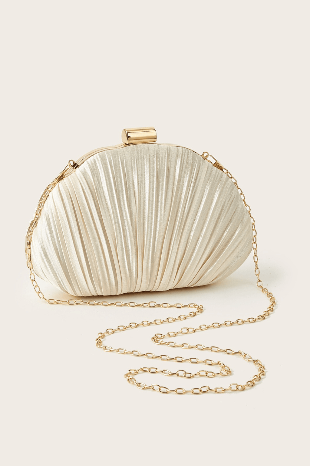 Pleated Satin Seashell Evening Clutch Avalabel