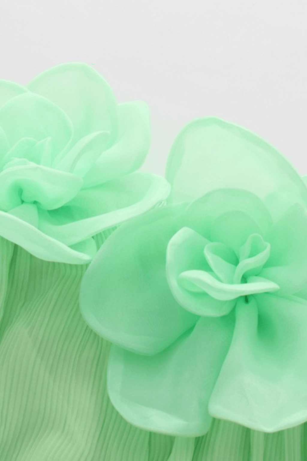 Aria Green 3D Floral Off Shoulder Pleated Midi Dress Avalabel