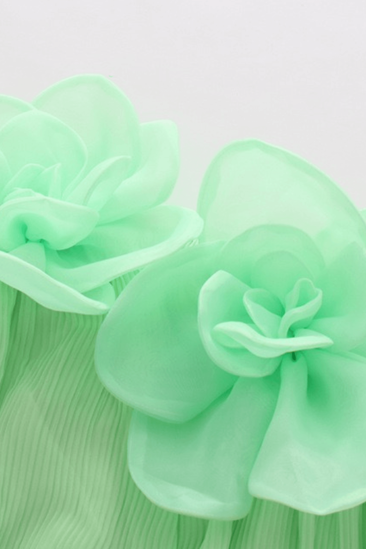 Aria Green 3D Floral Off Shoulder Pleated Midi Dress Avalabel