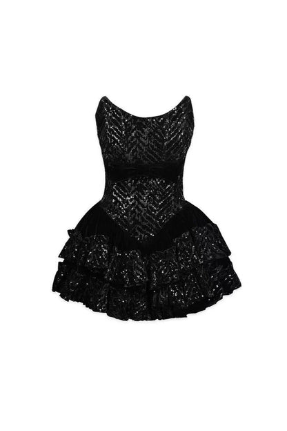 Syraza Strapless Sequin Bow Mini Dress