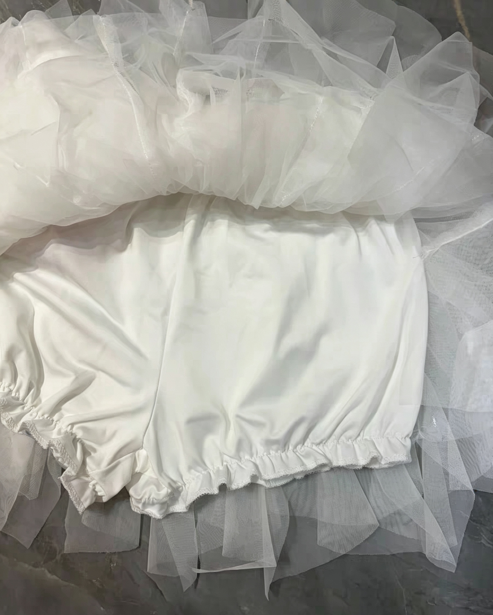 Beaded Strapless Corset & Ruffle Tulle Mini Skirt Two-Piece Set Avalabel