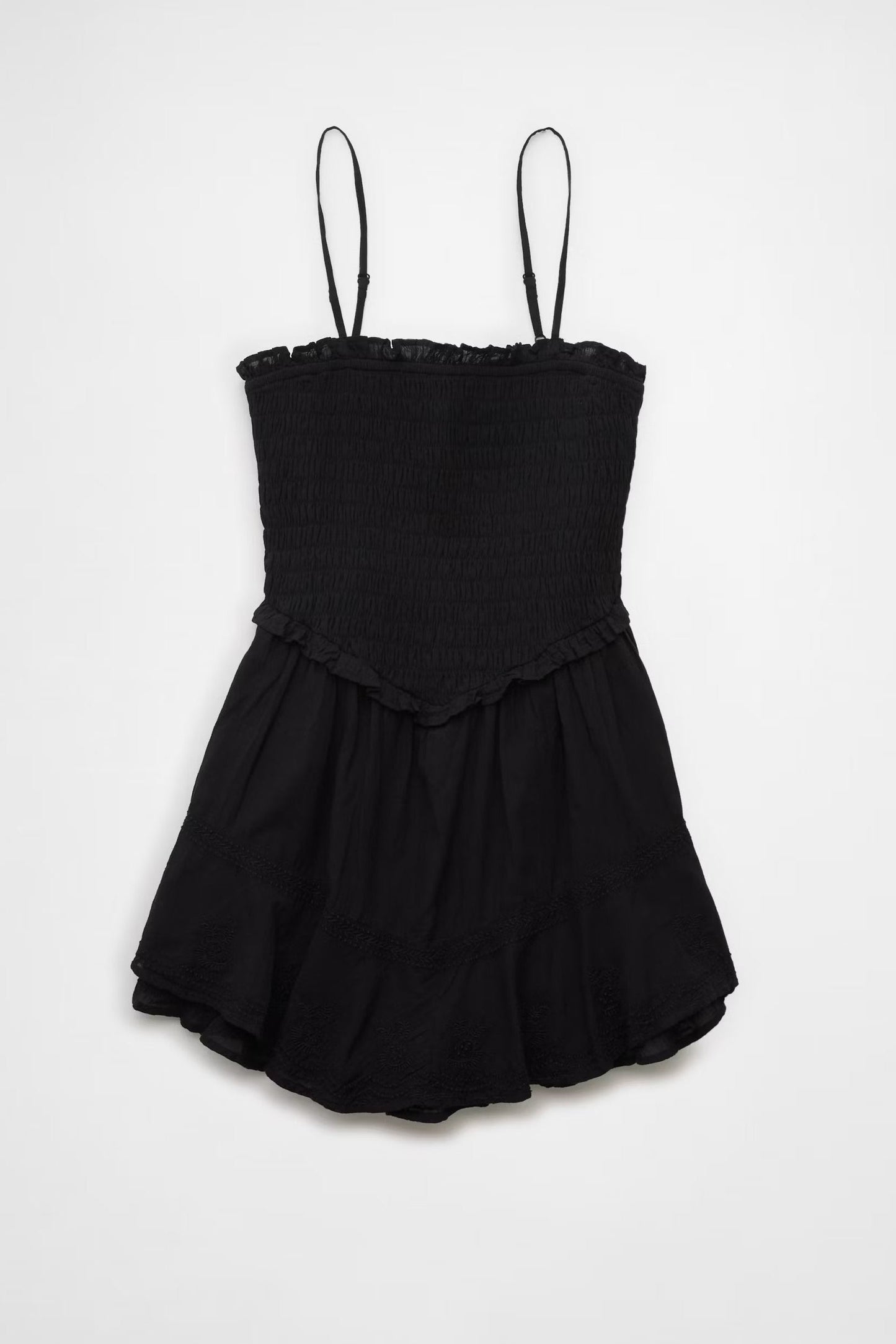 Ruffle Tiered Romper Mini Dress in Black