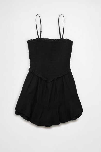 Ruffle Tiered Romper Mini Dress in Black