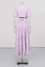 Hikari Puff Sleeve Purple Lace Two Piece Set Avalabel