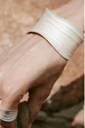Off‑White Textured Wide Open Cuff Bracelet Avalabel
