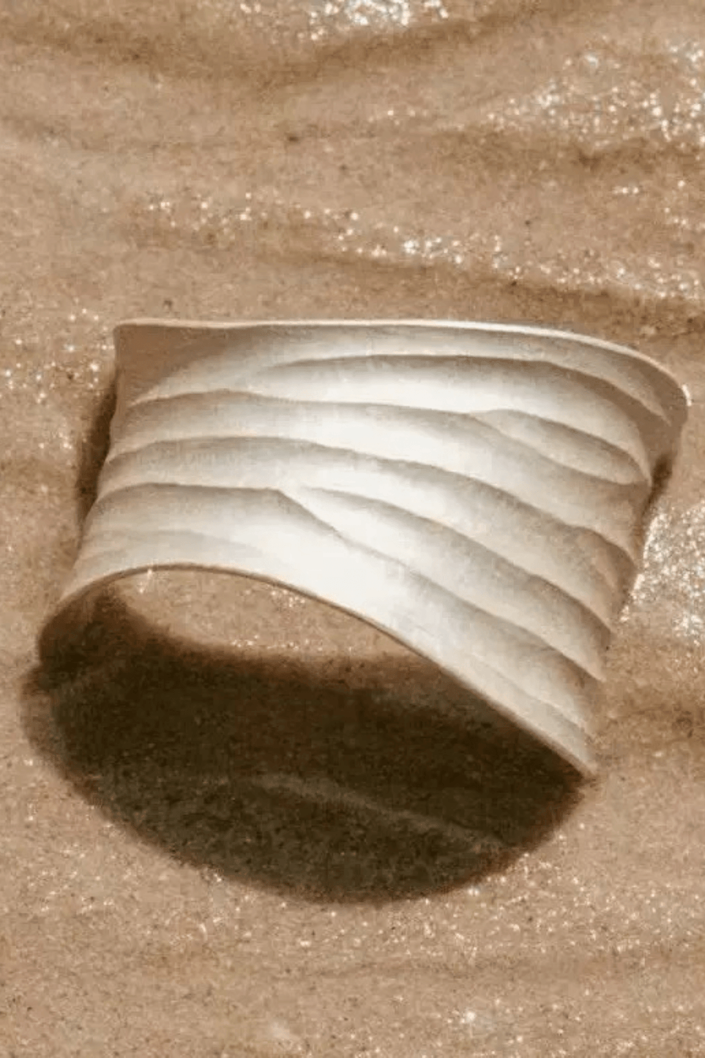 Off‑White Textured Wide Open Cuff Bracelet Avalabel
